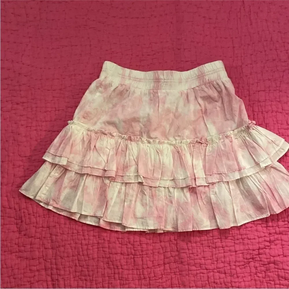 Generation Love Pink Tie-Dye Ruffle Mini Skirt, XS